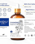 HIQILI 100ML Chamomile Essential Oil, Pure & Natural Chamomile Oil for Diffueser, Skin, Soap, Shampoo - 3.38 Fl Oz