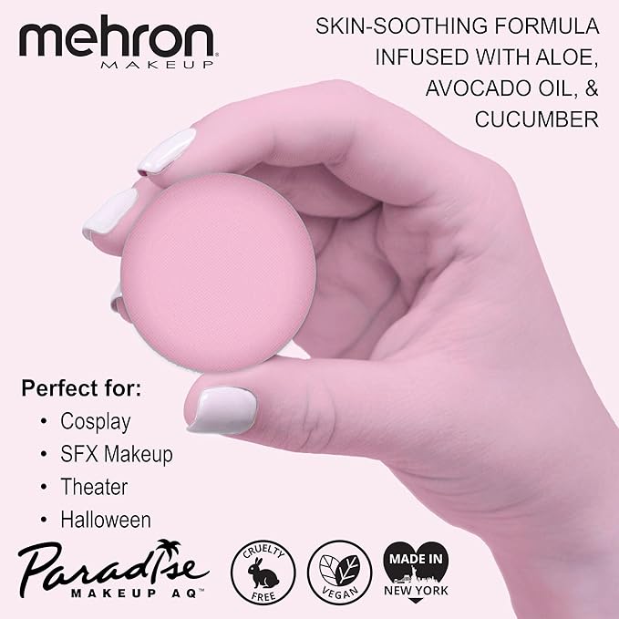 Mehron Makeup Paradise Makeup AQ Refill Size | Stage & Screen Performance, Face & Body Painting, Beauty, Cosplay, and Halloween | Water Activated Face Paint, Body Paint .25 oz (7 ml) - Pastel Mauve