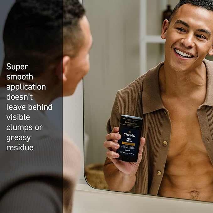 Cremo Palo Santo Aluminum Free Deodorant for Men, 48-hour Long Lasting Odor Protection, 2.65oz