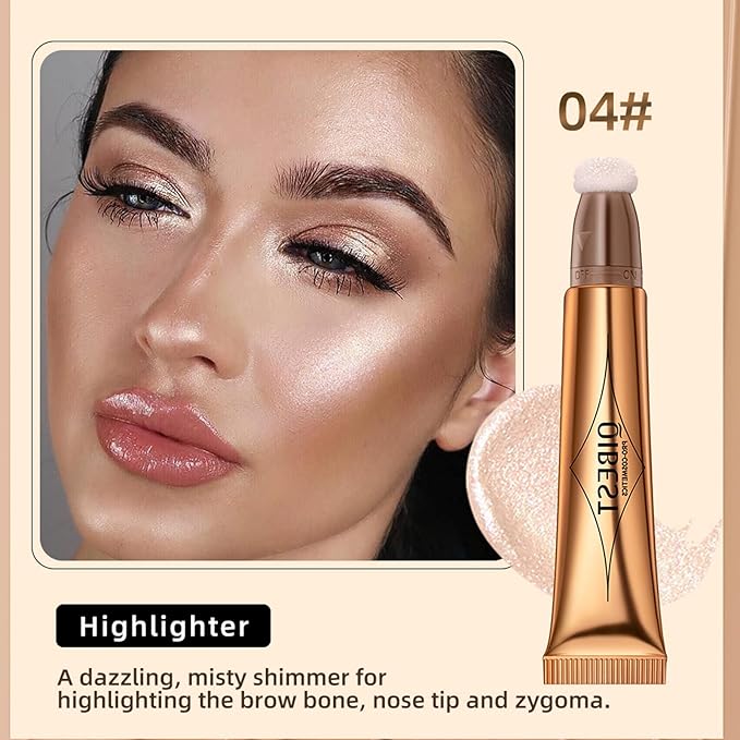 Highlighter Beauty Wand, Cream Liquid Highlighter Makeup Stick, Cruelty-free（Pearl White）
