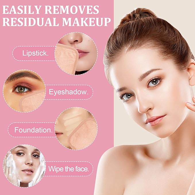 Makeup Remover Cloth 12 Pack, Ultra Soft and Reusable Microfiber Makeup Remover Towels for All Skin Types, Perfect Face Towels for Women, 6 Inch X 6 Inch, Pink