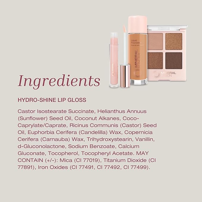 Mineral Fusion Hydro-Shine Lip Gloss, Barcelona, 0.15 Ounces (Pack of 4)