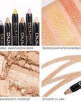 evpct 4Pcs Cream Eye Shadow Brightener Sticks Set for Eyes, Light Khaki Bronze Desert Beige Gold Shimmer Metallic Eyeshadow Pencil Applicator Stick Palette Makeup Waterproof sombras en crema para ojos