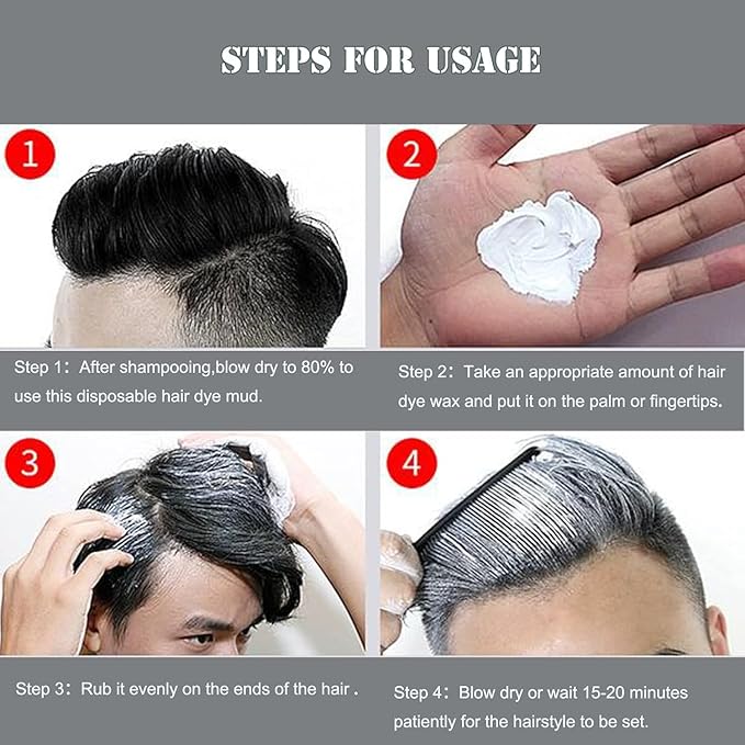 Temporary White Hair Color Wax,Natural Hair Spray Color Washable For Kids Women Men For Dark Light Hair Hairstyle Cosplay Halloween Party Christmas Diy Hairstyle
