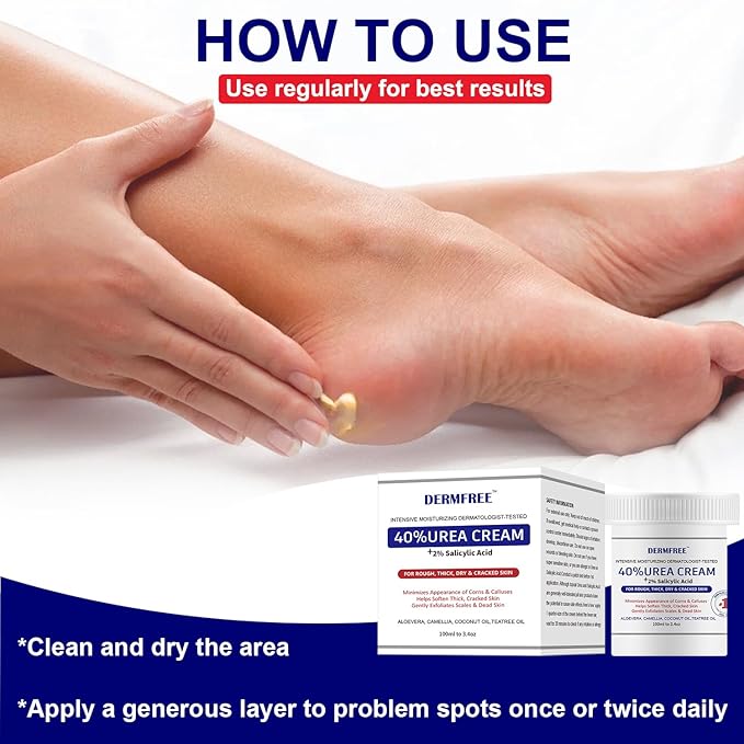 Urea Cream 40 Percent for Feet Maximum Strength – Foot Callus Remover Cream Plus 2% Salicylic Acid for Dry, Cracked Heels and Feet Repair, 3.4 oz