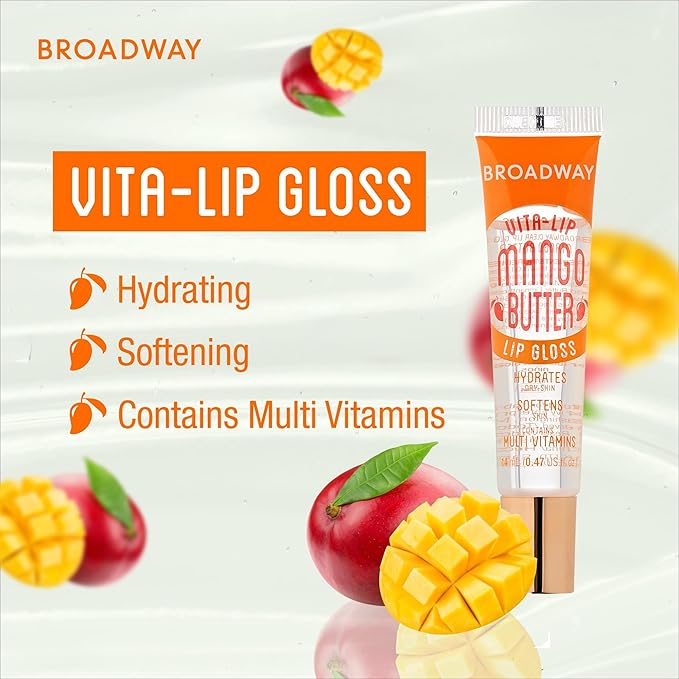 Ruby Kisses Broadway Vita-Lip Clear Lip Gloss (Mango Butter 6 Pack), Ultra-Hydrating & Soothing Formula with Multi-Vitamin Oils, High-Shine Non-Sticky Finish, Nourishing Glossy Lip Balm Softens Skin