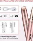 Gurelax Women's Electric Eyebrow Trimmer with Replacement Blades, Precision LED Light, Safe and Instant Painless Hair Remover