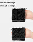2 PC Silicone Exfoliating Body Scrubber, Silicone Body Shampoo Brush, Soft Silicone Loofah for Sensitive Skin, Shower Silicone Hair Scalp Massager, Easy to Clean, Lather Well(Black&Green)