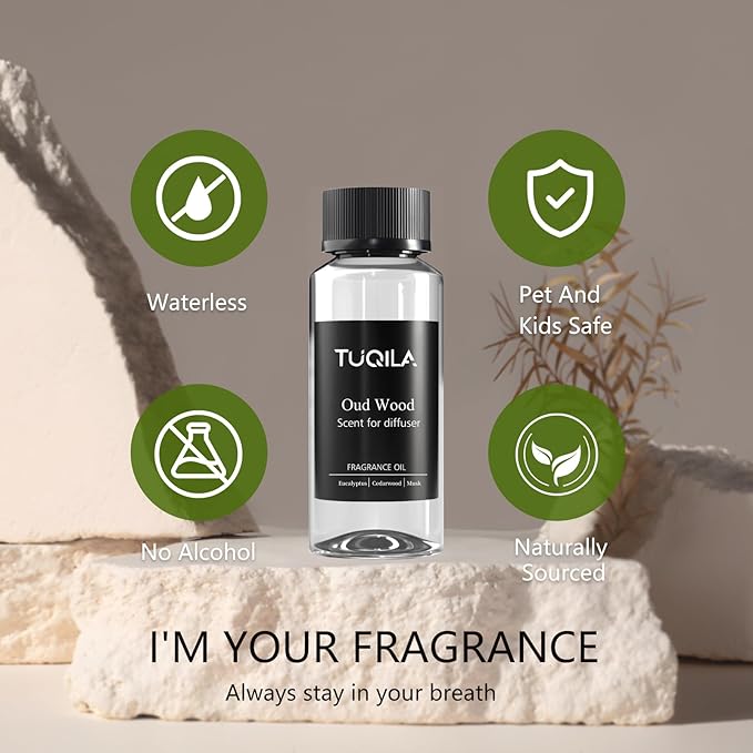 Hotel Waterless Diffuser Oil Oud Wood, Essential Scent Oil Usage Cold Air Waterless Diffuser, Luxury Scents Oils Fragrance Bottle120 ML Home Natural Flavour