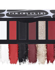 Red Eyeshadow Palette with Mirror Sliver Red Black Tones Matte Shimmer 6 Colors Mini Eye Shadow Pallet Travel Size Highly Pigmented for Joker Vampire Clown Goth Halloween Christmas Makeup