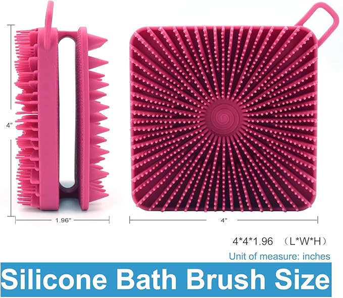 Silicone Body Scrubber Women, Dual-Sided Design Exfoliating Body Brush Buffer Scrubber and Scalp Massager, Shower Scrubber for Body, Silicone Loofah, Ergonomic No-Slip, Easy to Clean Clean(Red)