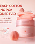 SKINFOOD Peach Cotton Zinc PCA Toner Pads, Korean Skincare for Dual Functional Hydrating,Soothing & Matte, Velvety Finish, Stocking Stuffers, Sebum Control for Sensitive, Oily, 5.64 oz (70 Pads)