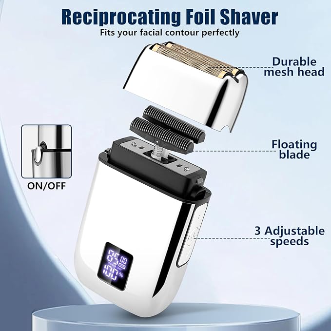Professional Hair Clippers and Trimmer Set, Beard Trimmer & Foil Shaver & Nose Trimmer Kit for Men, Cordless Mens Clippers and Grooming Kit for Hair Cutting, Beard Styling, Home, Barber