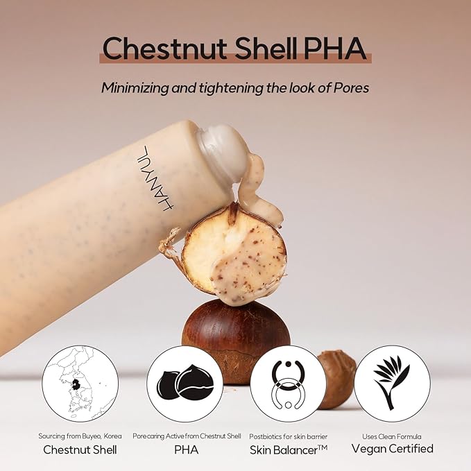 HANYUL Chestnut Shell Hydrating Pore Mask | Wash Off type, Deep Cleansing for Dry Skin with Chestnut Shell & PHA, Gentle Exfoliation, Moisturizing and Refining, Korean Skincare, 3.39 fl.oz.