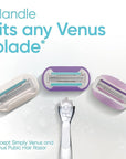Gillette Venus Deluxe Smooth Platinum Razors for Women, 1 Venus Razor, 2 Razor Blade Refills, Metal Handle with Anti-Slip Grip