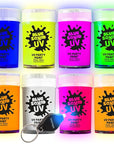 Blue Squid UV Body Paint - Glow in the Dark Body Paint, Neon Face Paint for Glow Party Accessories - Safe, Non-Toxic Black Light Glow Makeup for Adults & Kids, Multicolor 8 x Pots with Mini UV Light