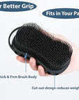 MtBoi 2PC Double-Sided Exfoliating Silicone Body Scrubber, 2-in-1 Bath Scrubber, Shampoo Brush, Silicone Loofah for All Skin Types, Shower Body Scrubber, Easy to Clean, Lather Well (Black&Pink)