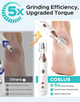 COSLUS Professional Manicure Pedicure Kit, 5-in-1 Electric Nail File for Toenail Hand Feet Care - Wider Grinder for Thick Nails, Cordless, 5 Speed, for Men Women Seniors Home Salon, White, C43(END10)
