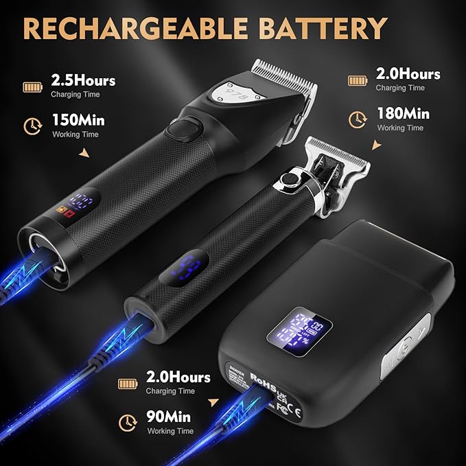 Suttik Professional Hair Clipper Set for Men, Barber Kit Clipper and Trimmer Set, Electric Foil Shavers for Men with Travel Case