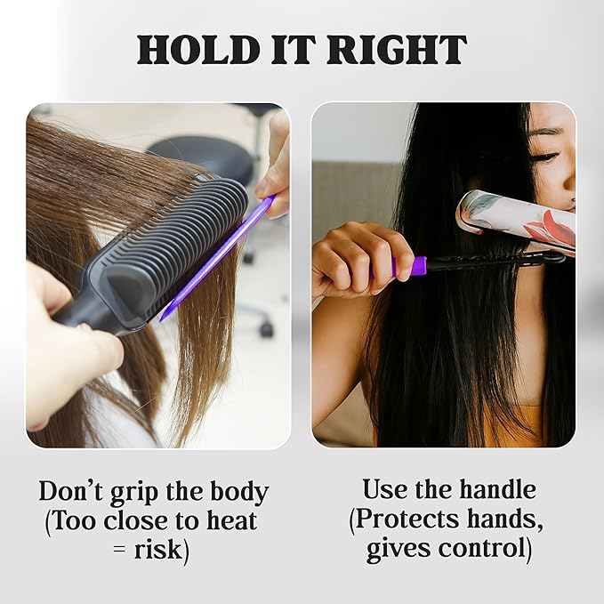 Herstyler Hair Straightening Comb - Straightener Comb for Flat Iron - Makes Styling Easy - Get Straight Hair in Minutes (Purple)