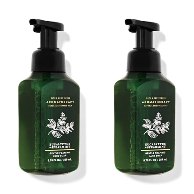 Bath and Body Works 2 Aromatherapy Stress Relief Gentle Foaming Hand Soap Eucalyptus & Spearmint. 8.75 Oz