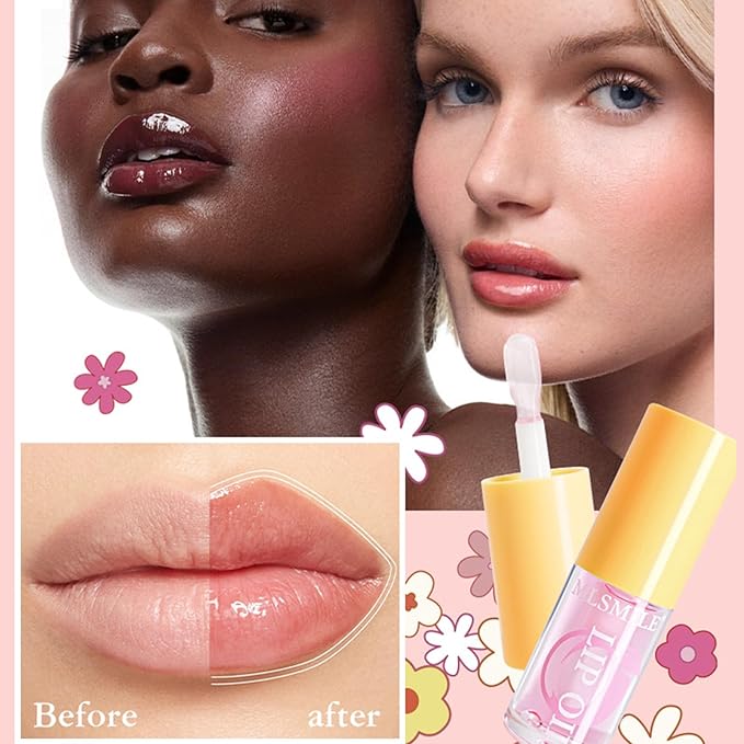 Hydrating Lip Oil，4PCS Fruit Transparent Lip Gloss Set，Big Brush Shiny Transparent Korean Lip Gloss Plumping，Non-sticky Tinted Toot Lip Balm for Lip Care，Repairing Primer Lip Oil Care Product
