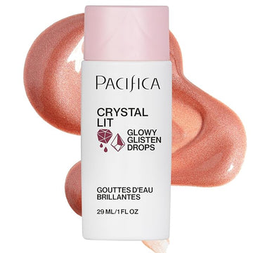 Pacifica Crystal Lit Glowy Glisten Drops – Face Makeup - Shimmery Multi-Use Liquid Blush/Highlighter for Radiant, Dewy Cheeks Luminous Glow Clean Beauty Vegan & Cruelty-Free Dermatologist Tested