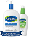 Cetaphil Daily Cleanser and SPF Kit, Daily Facial Cleanser (20 oz) + Oil Free Face Moisturizer with SPF 35 (3 oz) Fragrance Free, For Dry, Combination, Sensitive Skin, Hypoallergenic, Non-Comedogenic