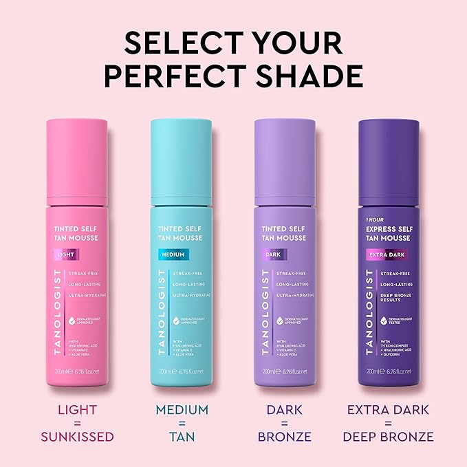 Tanologist Light Self Tan Mousse, Tinted Self-Tanning Mousse, Streak-Free, Natural Glow, No Fake Tan Smell Or Orange Tone, Long Lasting, Clean Ingredients, Vegan, 6.76 fl. oz/200 ml Bottle