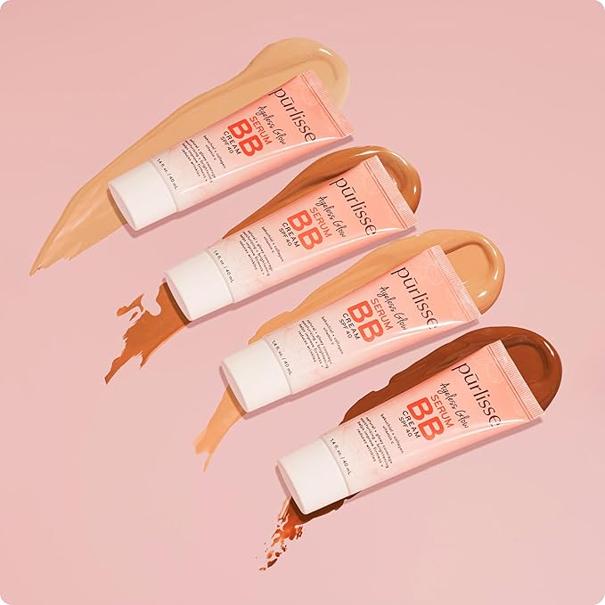 pūrlisse Ageless Glow Serum BB Cream SPF 40 - Glow BB Cream with SPF Enriched with Bakuchiol & Vitamin C to Help Improve Firmness & Reduce Wrinkles for Dewy Skin - Medium Warm (1.4 oz)