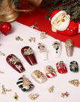 24PCS Large Christmas Nail Charms, 3D Alloy Big Christmas Gems Jewels Luxury Holiday Charms for Nails Design, Xmas Nail Art Bling Jewelry Shiny Crystal Diamonds for Women Holiday Manicure Decorations