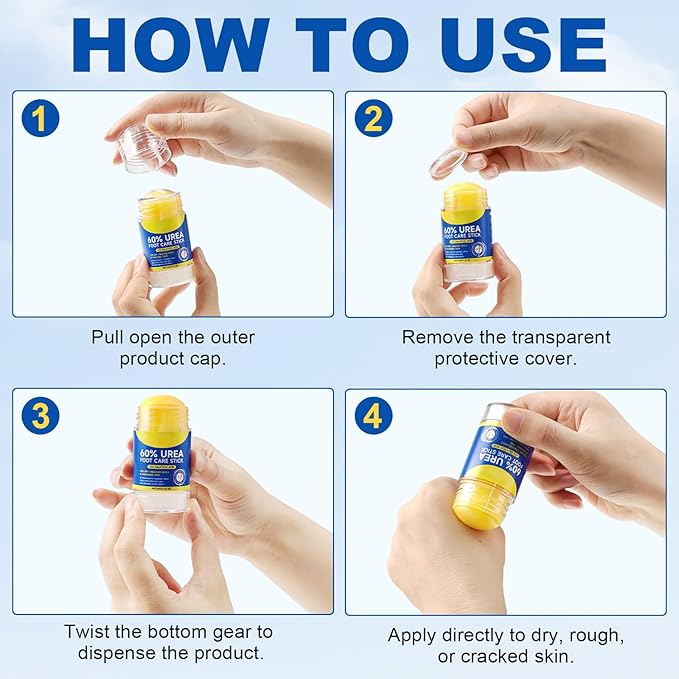 Urea Cream 60% Foot Balm Stick for Cracked Heels - Moisturizes, Exfoliates, and Softens Dry, Thickened Skin, Callus Remover for Feet