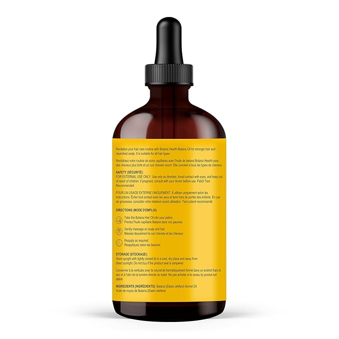 Botanic Hearth 100% Pure Batana Oil For Hair Growth | Infused with Batana Kemel Oil | Hair Oil Repairs Dry Damaged Hair, Strengthening, Healthier - Hair Tonic, 2.0 fl oz