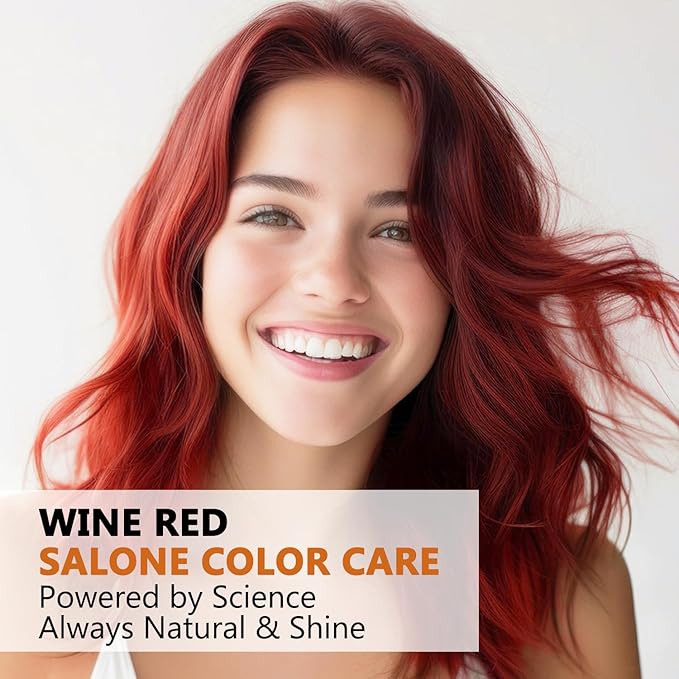 Wine Red Hair Dye Shampoo 3 in 1 for Men Women, Natural Burgundy Hair Dye for All Hair Types, Instant Hair Colors in Minutes, Shampoo Para Canas 16.9 Fl Oz (Wine Red)