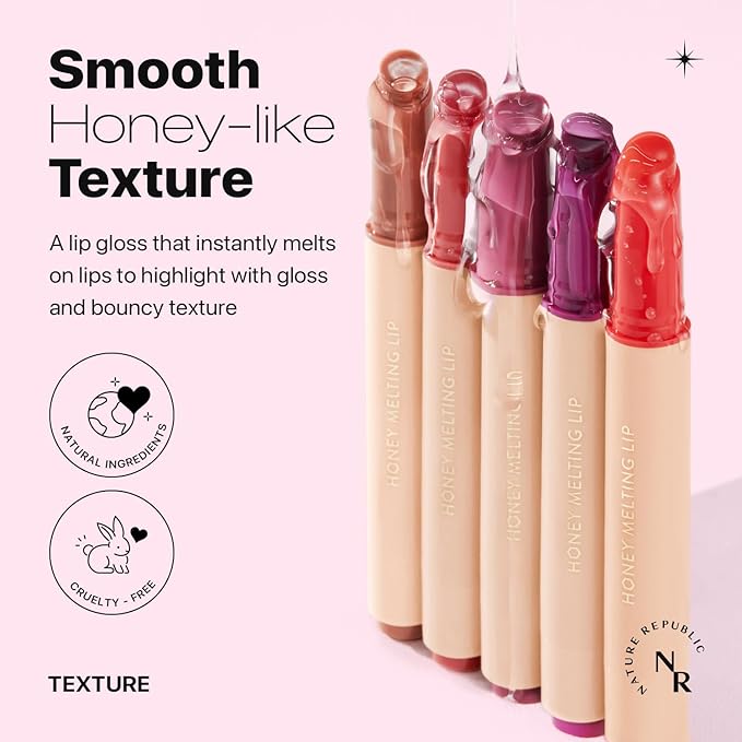 Nature Republic HONEY MELTING LIP (09 GRAPE) SOFT LIP STICK Hydrating Gloss, Moisturizing balms, Sheer tint, Shine & Nude, Glowy Finish, korean make up