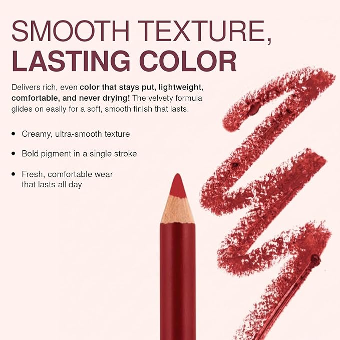 Palladio Lip Liner Pencil, Wooden, Firm yet Smooth, Contour and Line with Ease, Perfectly Outlined Lips, Comfortable, Hydrating, Moisturizing, Rich Pigmented Color, Long Lasting, Tickle Me Pink