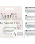 Gillette Venus Intimate Grooming Womens Razor Blade Refills with Bikini Trimmer, 4 Count