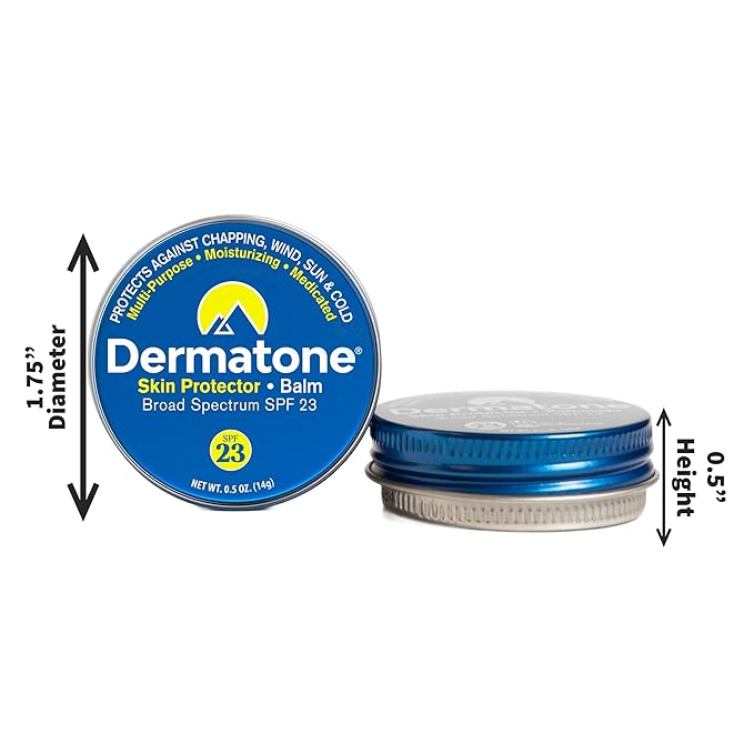 Dermatone Skin Protector Balm | Sun, Wind, Cold, Chapping & Frostbite Protection | Face and Lip Balm SPF23 | Moisturize & Repair Dry Skin | Barrier Cream | 0.5oz