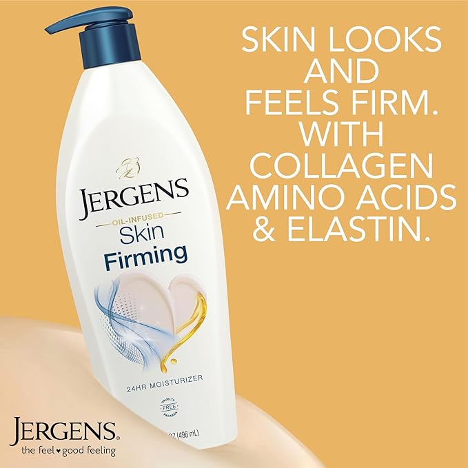 Jergens Skin Firming Body Lotion for Dry to Extra Dry Skin, Skin Tightening Cream with Collagen and Elastin, Dermatologist Tested, Hydralucence Blend Formula, 16.8 Oz