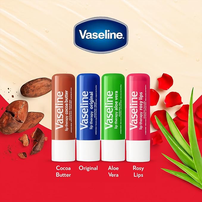 Vaseline Lip Therapy Variety 4-Pack, Moisturizing Lip Balm with Vitamin E, 0.16 Oz Ea