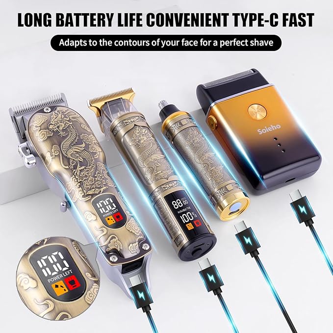 Hair Clipper for Men Set Cordless Electric Hair Clipper T-Shaped Beard Trimmer Nose Hair Trimmer Electric Shaver Professional Haircutting and Beauty Kit