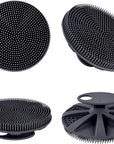 INNERNEED Food-Grade Soft Silicone Body Scrubber Shower Brush Handheld Cleansing Skin Brush, Gentle Exfoliating and Lather Well (Black)