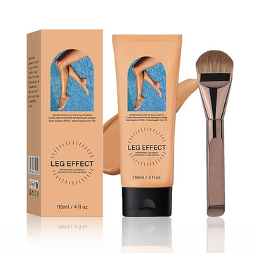 Legs Makeup Waterproof with Brush - Medium Body Concealer, Tattoo & Scar Cover Up, Long Lasting, Transfer Proof, Easy Application for Flawless Looking Legs, All Skin Tones (#2)