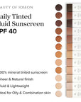 Beauty of Joseon Daily Tinted Fluid Sunscreen 12 Shades for Face Moisturizing Broad Spectrum SPF 40 Korean Skincare 50ml, 1.69 fl.oz #LN110