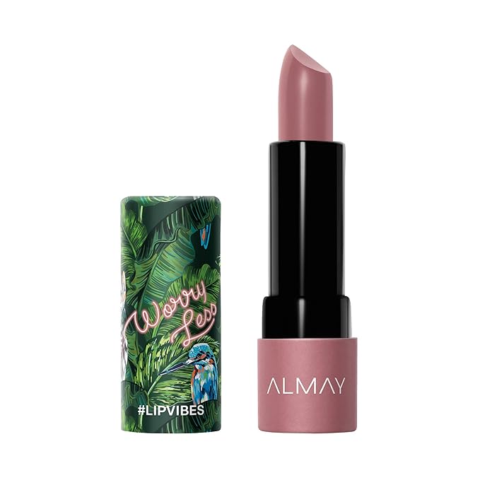Almay Lip Vibes Lipstick with Vitamin E Oil & Shea Butter, Matte Finish, Hypoallergenic, Worry Less, 0.14 Oz