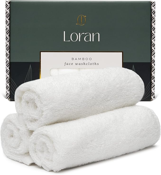 White Washcloths Set of 6 Soft Facial Cloths 10” x 10” 100% Viscose Derived from Bamboo Spa-Like Feel Silky Face Cloth for Skin Cleansing