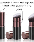 Retractable Kabuki Makeup Brush, 2 Pack Travel Powder Foundation Makeup Brush Face Blush Brushes for Blending Liquid, Blush, Bronzer, Buffing, Sunscreen,Flawless Cosmetics