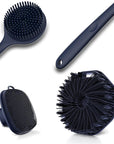 3 PCS Silicone Bath Brush Set,Back Scrubber & Body Brush & Face Brush Set, Super-Exfoliating & Lathering Body Scrubber, Shower Brush, Face Scrubber Combination for HomeBathroom Hotel Travel.(Blue)