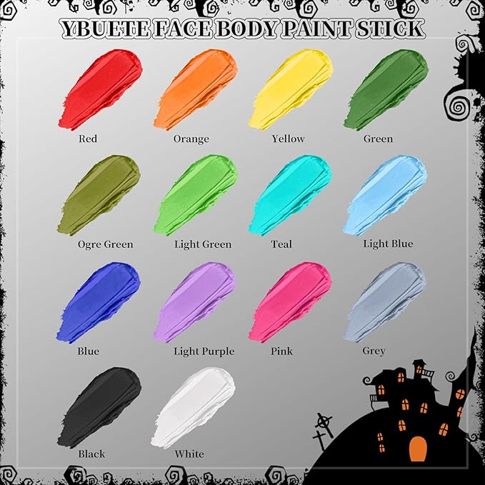 Light Blue Face Body Painting Stick, Professional Light Blue Full-coverage Cream Face Paint for Halloween SFX Cosplay Makeup, Washable Eye Body Stick for Adult Costume Party