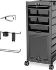 TASALON Professional Salon Trolley Cart, 6 Drawers with Dividers, Lockable Storage,Versatile Salon Cart for Hair Stylist, Hair Tool Holders, Black